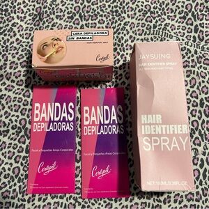 Hair Removal Wax and Strips With Hair Identifier Spray Bundle
